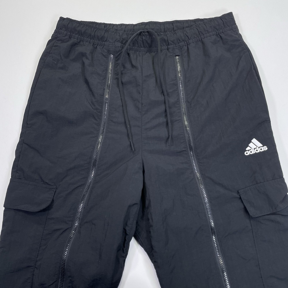 Adidas Windbreaker Pants Mens Black Track  Zipper Athletic Gym Wear Soccer 32x27
